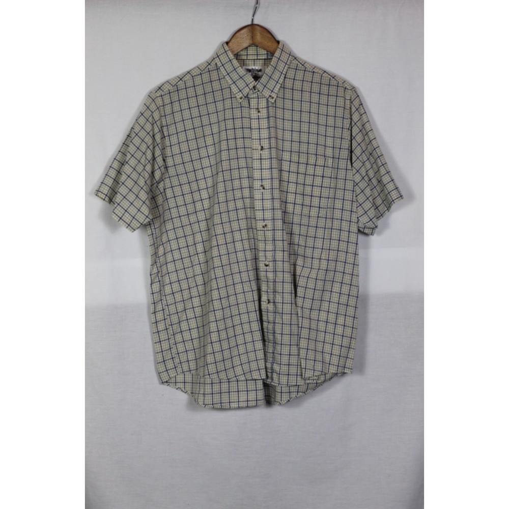 The Men's Store Multicolor Plaid Check Men's Dress Shirt Short Sleeve Large 014